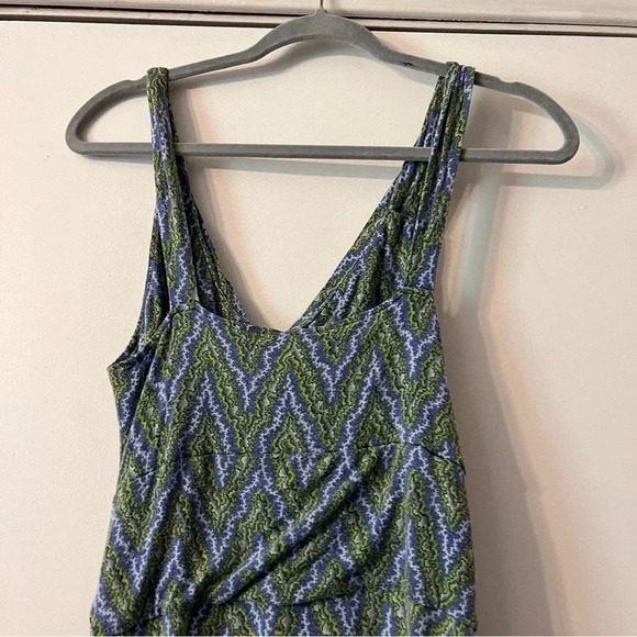Free People Vintage Artsy Dress 90's Y2K Green Blue Small Boho Printed Festival - Picture 5 of 10
